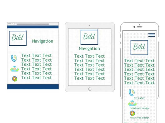 Accessibility und Responsive Webdesign - Musterbild mit Desktop, Tablet und Mobile